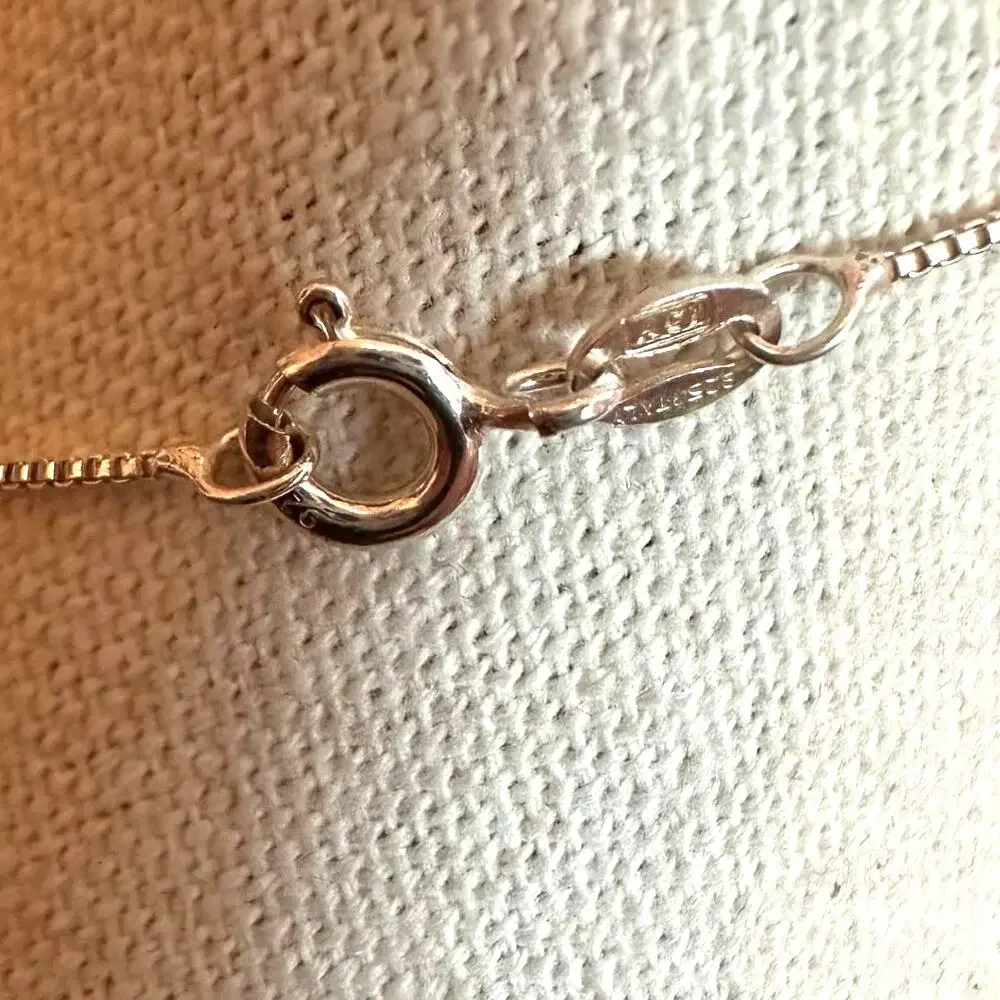 AGI Sterling Silver 925 ITALY Spiral Heart Box Chain Necklace Modern Jewelry